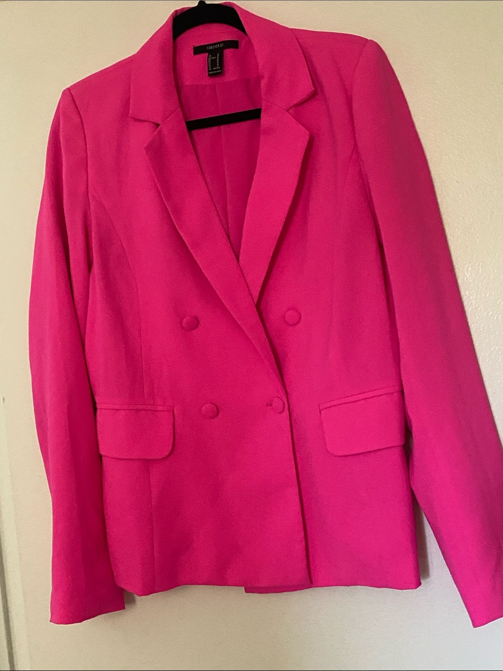 Forever 21 XXI Women's Double-Breasted Neon Pink Blazer - RARE - Picture 3 of 8